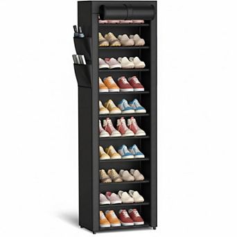 KAUFLY 10 tier Shoe Rack w/ Dust Cover & Side Pockets, Rust-Proof