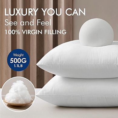 Pillow Inserts,Set of 2 Virgin Microfiber with Cotton Cover Throw Pillows for Couch Sofa and Bed