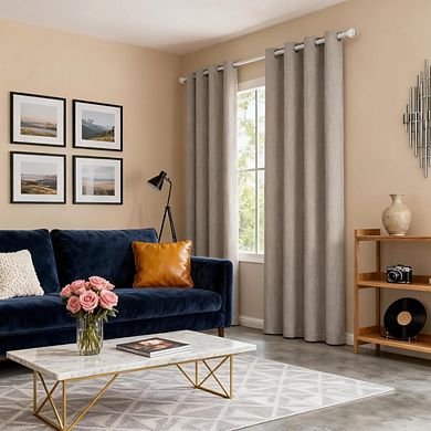 JUANWANG Beige Blackout Curtains 84", Thermal Insulated, 2 Panels, Grommet