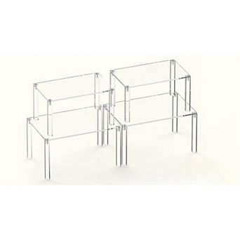 Great Ambitions Clear Cabinet Organizer Acrylic Shelf Riser Set of 4 for Kitchen Pantry Organizers