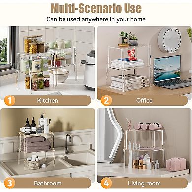 Great Ambitions Clear Cabinet Organizer Acrylic Shelf Riser Set of 4 for Kitchen Pantry Organizers