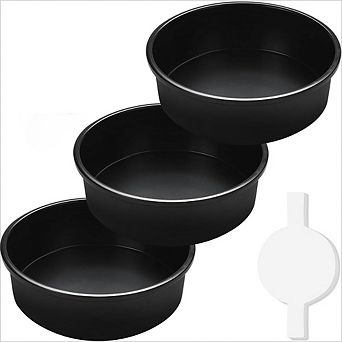 JUANWANG 3-Pack 8" Nonstick Cake Pans, 100 pc Parchment Paper, Carbon Steel