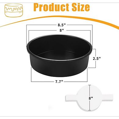 JUANWANG 3-Pack 8" Nonstick Cake Pans, 100 Pcs Parchment Paper, Carbon Steel