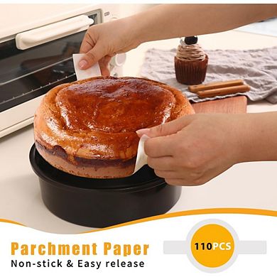 JUANWANG 3-Pack 8" Nonstick Cake Pans, 100 Pcs Parchment Paper, Carbon Steel