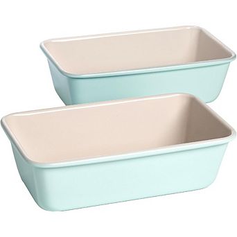 JUANWANG 2-Pack Ceramic Loaf Pans, 9x5-Inch, Nonstick & Oven Safe, Aqua
