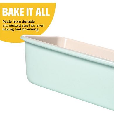 JUANWANG 2-Pack Ceramic Loaf Pans, 9x5-Inch, Nonstick & Oven Safe, Aqua