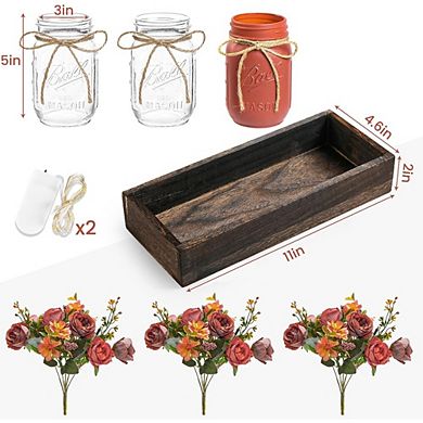 Great Ambitions 3-Pc Mason Jar Centerpiece Set with Wood Tray & LED Light