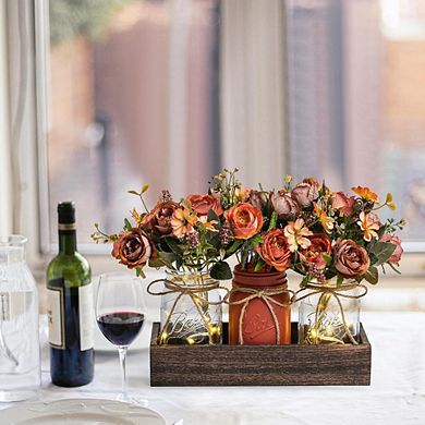 Great Ambitions 3-Pc Mason Jar Centerpiece Set with Wood Tray & LED Light
