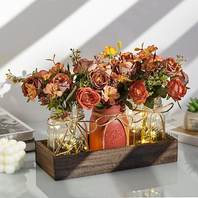 Great Ambitions 3-Pc Mason Jar Centerpiece Set with Wood Tray & LED Light