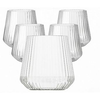 Great Ambitions 40-Pack 14oz Ribbed Plastic Wine Glasses, Shatterproof & Reusable