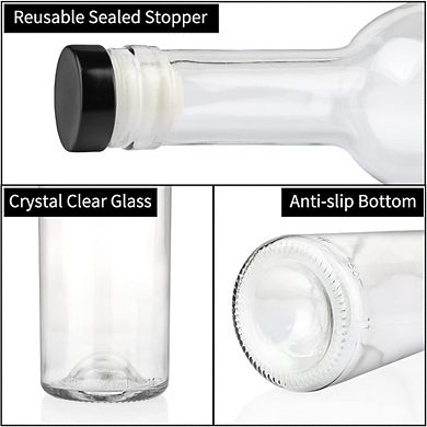 Great Ambitions 8-Pack 750ml Glass Bottles, Cork Lids & PVC Caps, Empty for Home Brewing
