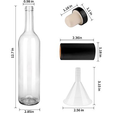 Great Ambitions 8-Pack 750ml Glass Bottles, Cork Lids & PVC Caps, Empty for Home Brewing