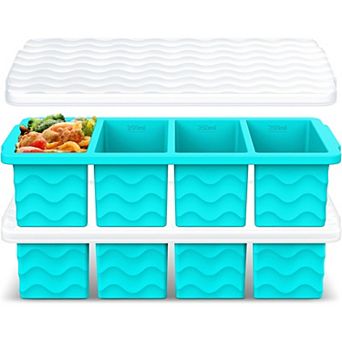 1 cup Soup Freezer Tray 2-Pack: Leakproof Lids, Perfect 250mL Portions & Easy Pop Ice Cubes