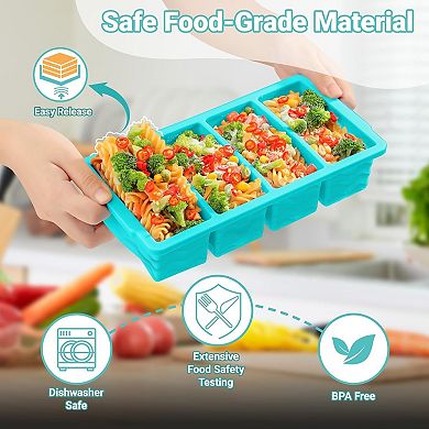 1-Cup Soup Freezer Tray 2-Pack: Leakproof Lids, Perfect 250mL Portions & Easy Pop Ice Cubes