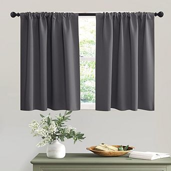 Great Ambitions Short Blackout Curtains, 42x36", Set of 2, Grey, UV Blocking, Insulating