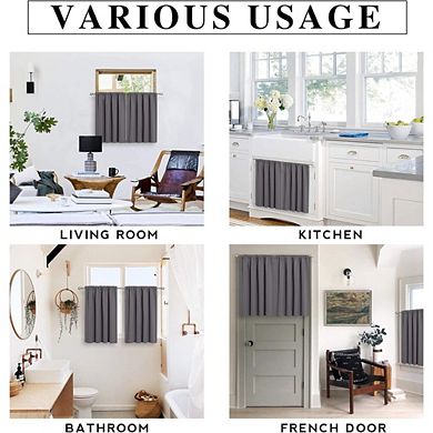 Great Ambitions Short Blackout Curtains, 42x36", Set of 2, Grey, UV Blocking, Insulating