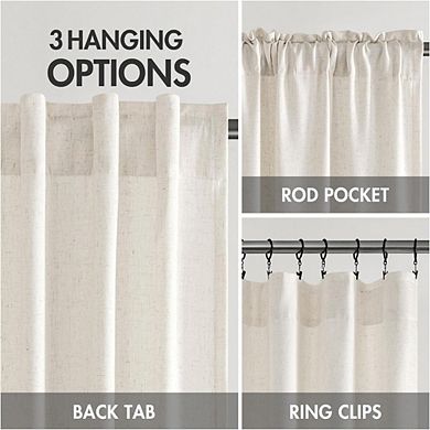 Non-See-Through Semi-Sheer Curtains,2 Panels,Light Filtering Linen-Look, Farmhouse Style,52x84 Inch