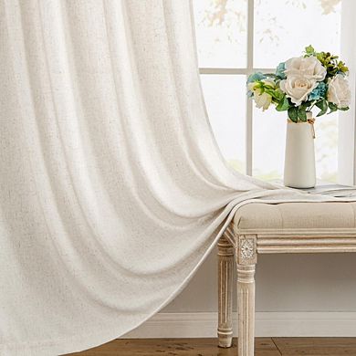 Non-See-Through Semi-Sheer Curtains,2 Panels,Light Filtering Linen-Look, Farmhouse Style,52x84 Inch
