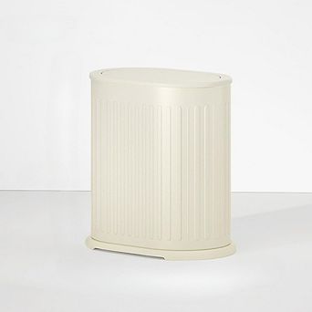 JUANWANG 1.6 Gal Slim Trash Can with Lid, Press-Top Small Garbage Bin for Home Office