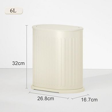 JUANWANG 1.6 Gal Slim Trash Can with Lid, Press-Top Small Garbage Bin for Home Office