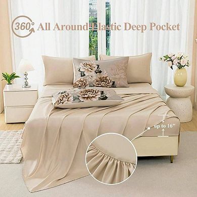 Reversible Peony Floral Comforter Set Breathable Polyester All Season