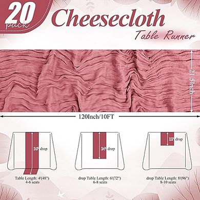 20 Pack Cheesecloth Table Runners Sheer Boho Gauze, Rustic Wedding Decor