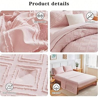 Tufted Jacquard Set Microfiber Breathable Shabby Chic