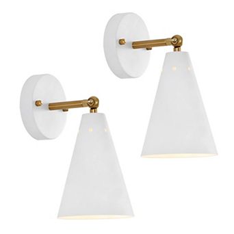 Wall Sconces Set of 2 Modern Hardwired Metal Shade Adjustable Arm Swing Lamp Indoor Light