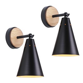 Wall Sconces Set of 2 Modern Hardwired Metal Shade Adjustable Arm Swing Lamp Indoor Light