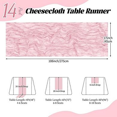 Cheesecloth Table Runner Boho Gauze Semi Sheer Fabric 14 Pack
