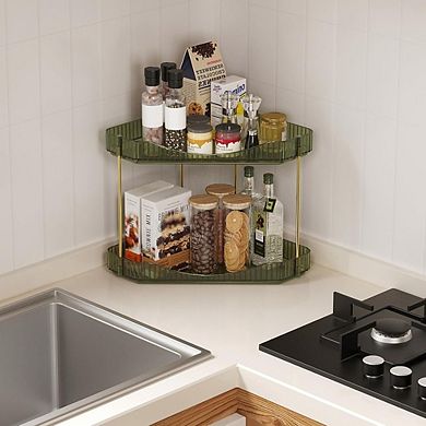 2-Tier Plastic Corner Counter Organizer, Bathroom & Vanity Storage Shelf