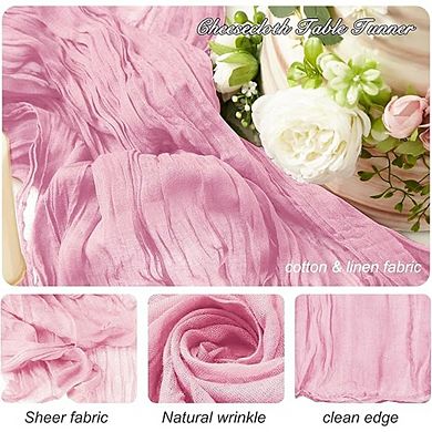 Cheesecloth Table Runners Boho Gauze, Sheer Fabric for Wedding & Party Decor
