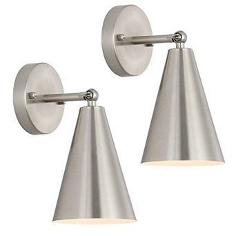 Wall Sconces Set of 2 Modern Hardwired Metal Shade Adjustable Arm Swing Lamp Indoor Light