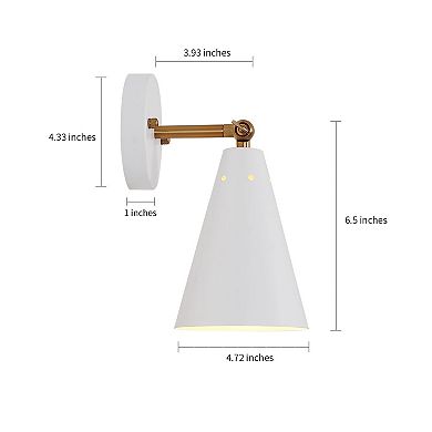 Wall Sconces Set of 2 Modern Hardwired Metal Shade Adjustable Arm Swing Lamp Indoor Light
