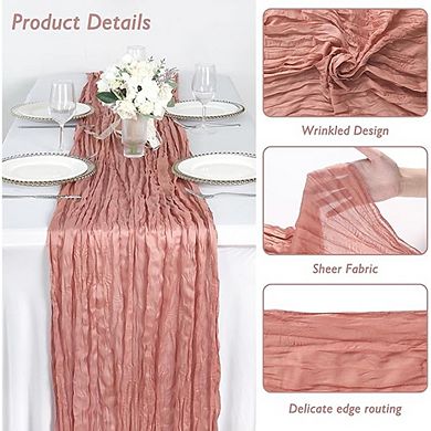 Cheesecloth Table Runners Pleated Boho Gauze for Wedding & Party Decor