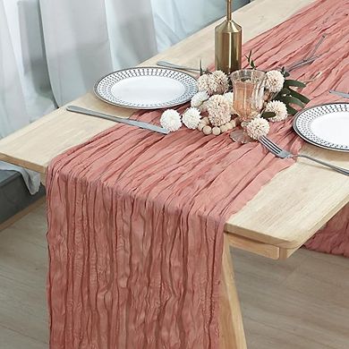 Cheesecloth Table Runners Pleated Boho Gauze for Wedding & Party Decor