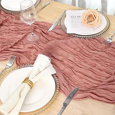 Cheesecloth Table Runners Pleated Boho Gauze for Wedding & Party Decor