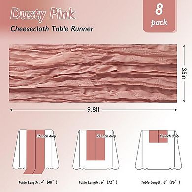 Cheesecloth Table Runners Pleated Boho Gauze for Wedding & Party Decor