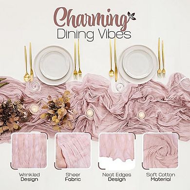 Cheesecloth Table Runner Boho Gauze Soft Wrinkled Fabric