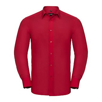 Russell Collection Mens Poplin Tailored Long-Sleeved Shirt