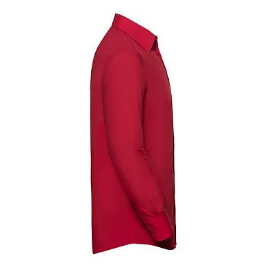 Russell Collection Mens Poplin Tailored Long-Sleeved Shirt