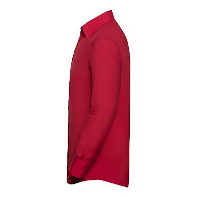 Russell Collection Mens Poplin Tailored Long-Sleeved Shirt