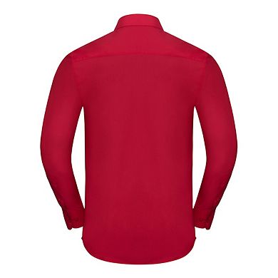 Russell Collection Mens Poplin Tailored Long-Sleeved Shirt
