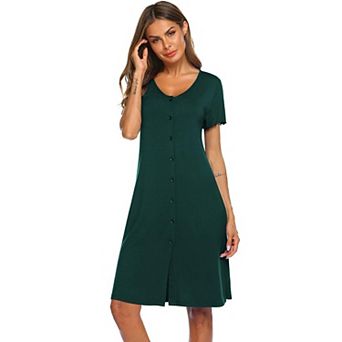 Ekouaer Womens Nightgowns Soft Sleepwear Sleep Shirt Short Sleeve Nightshirt Button Down Sleepshirt