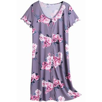 Ekouaer Womens Nightgowns Soft Sleepwear Sleep Shirt Short Sleeve Nightshirt Button Down Sleepshirt