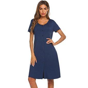 Ekouaer Womens Nightgowns Soft Sleepwear Sleep Shirt Short Sleeve Nightshirt Button Down Sleepshirt