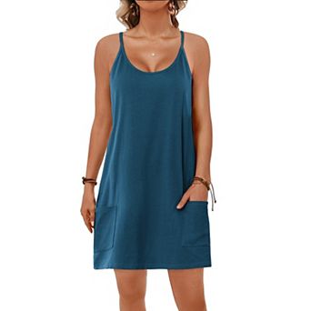Ekouaer Nightgowns Sleeveless Sleepwear Adjustable Spaghetti Strap Sleepshirt Cotton Nightdress
