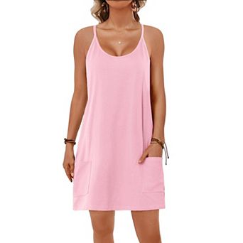 Ekouaer Nightgowns Sleeveless Sleepwear Adjustable Spaghetti Strap Sleepshirt Cotton Nightdress