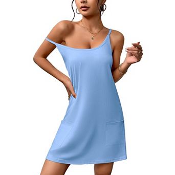 Ekouaer Nightgowns Sleeveless Sleepwear Adjustable Spaghetti Strap Sleepshirt Cotton Nightdress