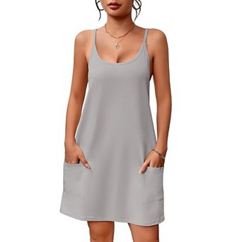 Ekouaer Nightgowns Sleeveless Sleepwear Adjustable Spaghetti Strap Sleepshirt Cotton Nightdress